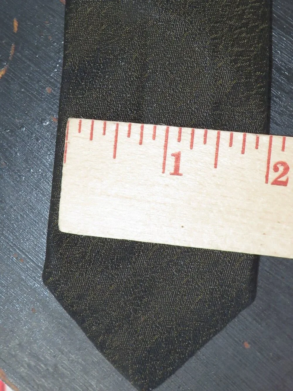 Vintage 1950s Archdale Neck Tie Black Gold Skinny Brocade Metallic 2 Inch